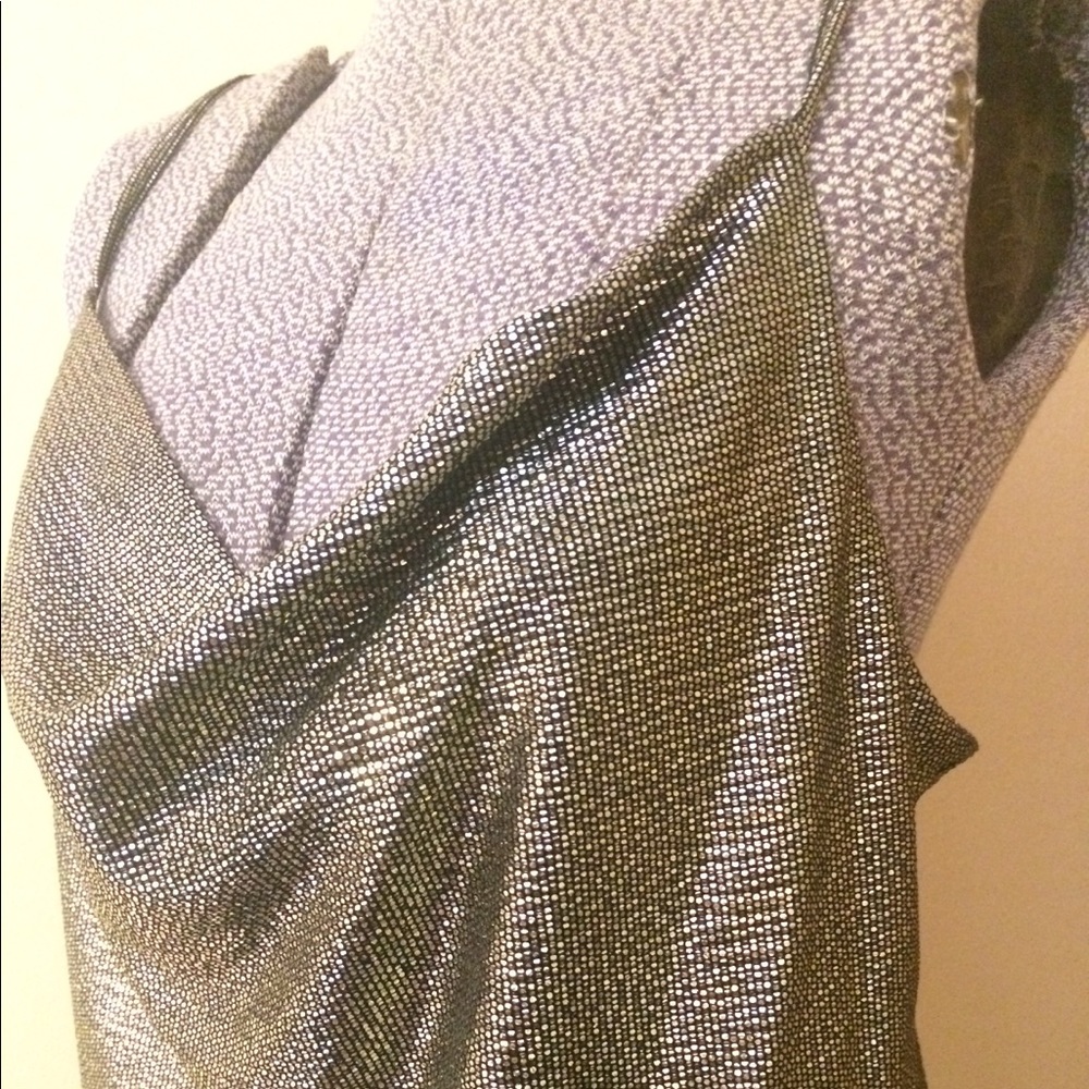 Gold Shiny Draped Disco Dress size L - Picture 3 of 14